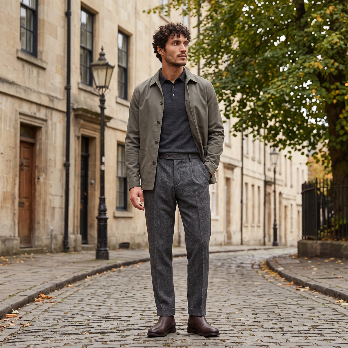 Men's Herringbone Wool Trousers