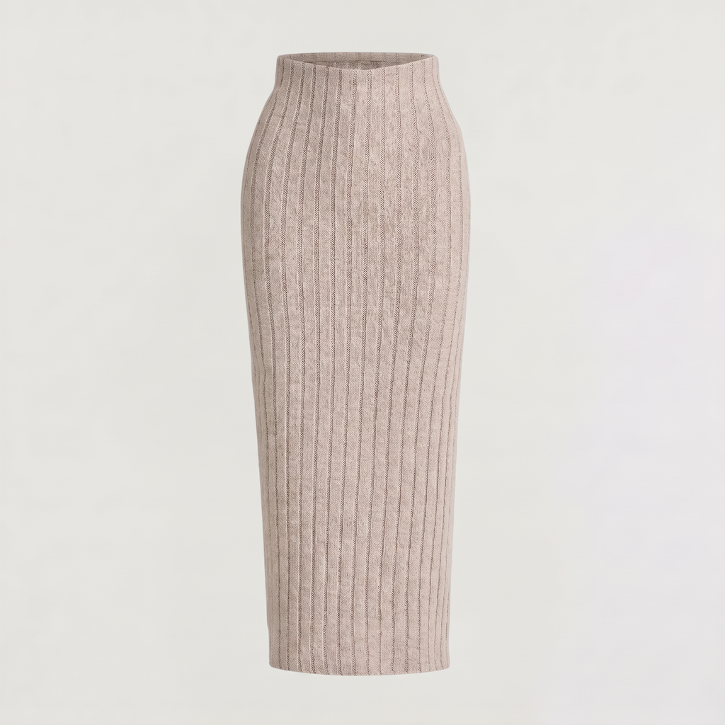 Women's Ribbed Knit Midi Skirt