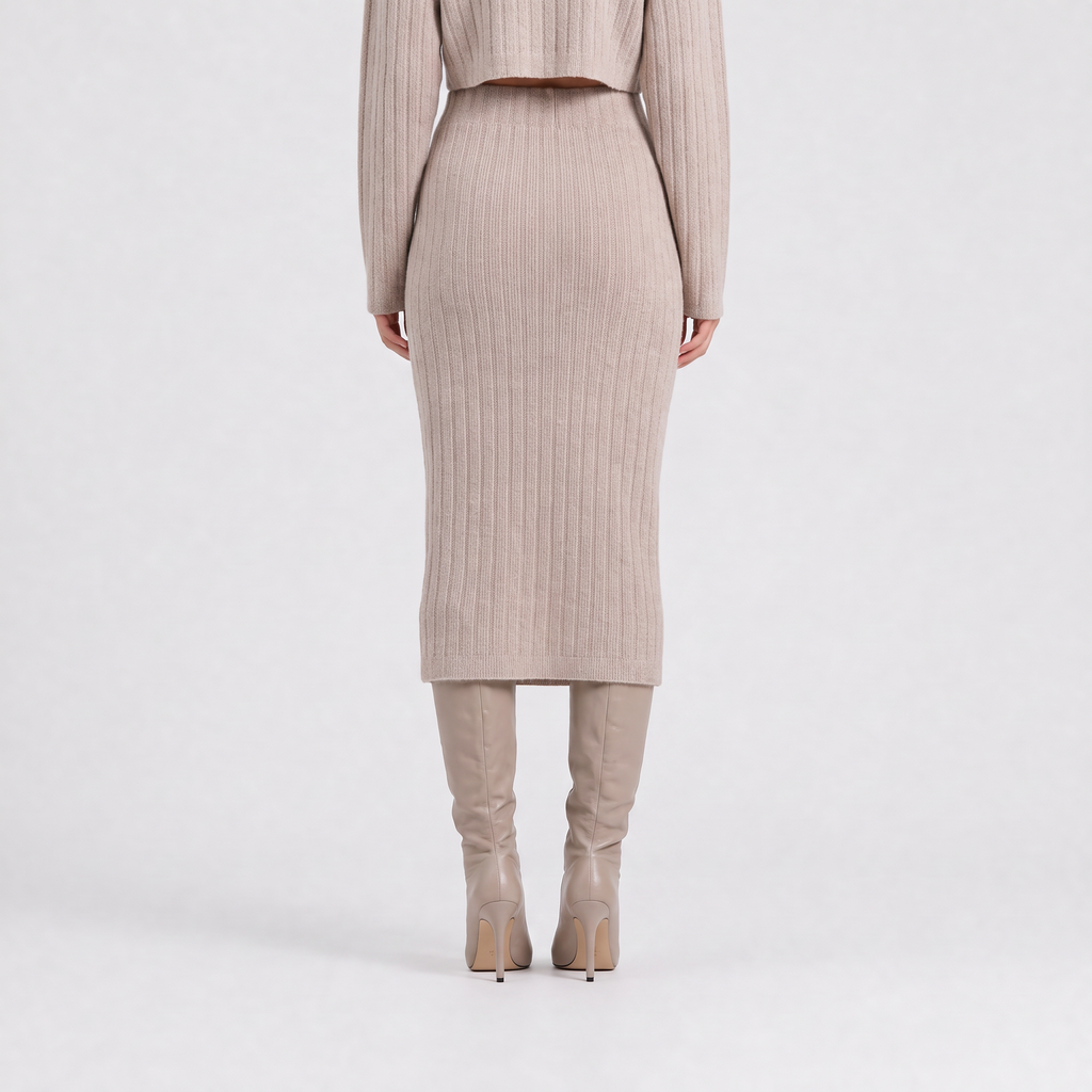 Women's Ribbed Knit Midi Skirt