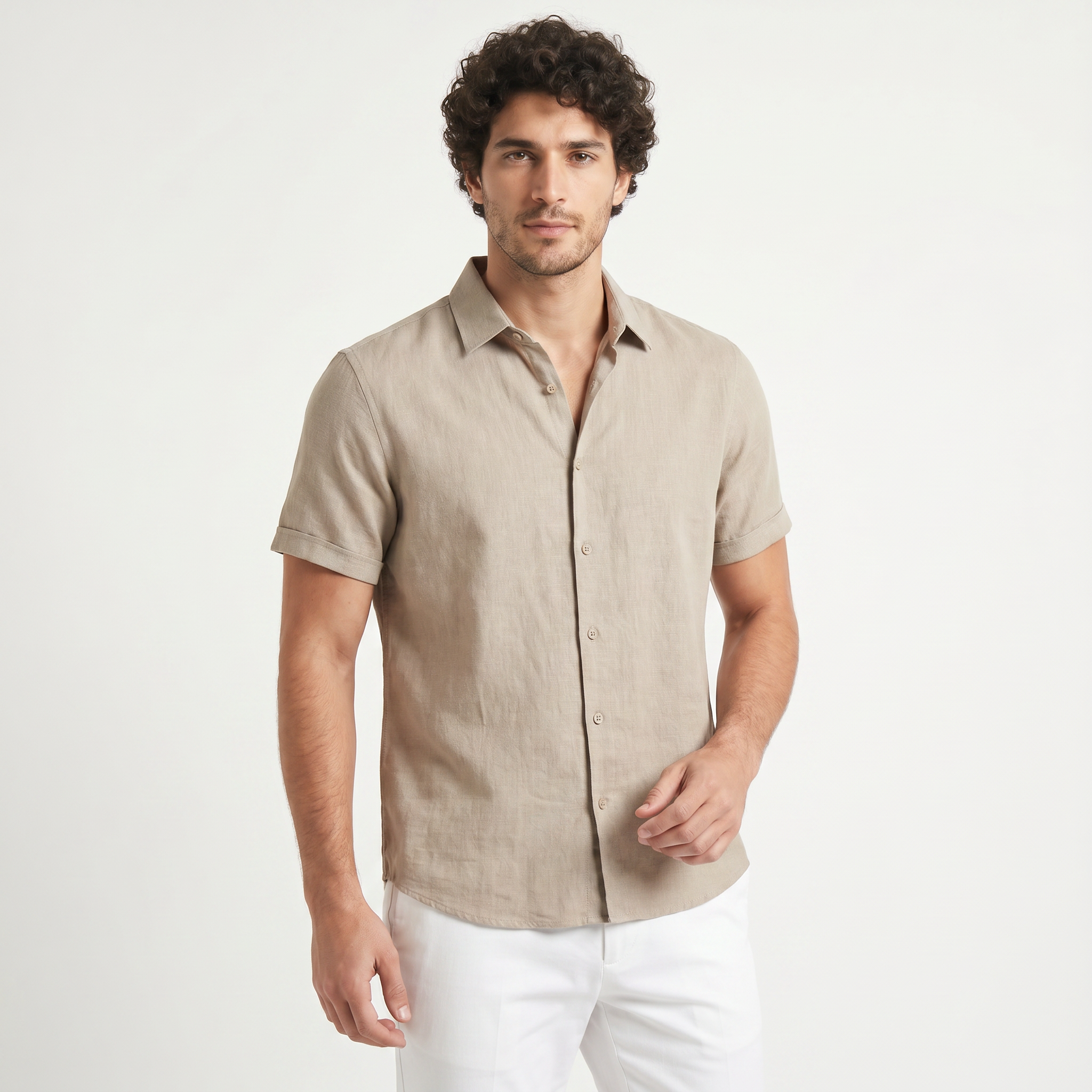 Men's Cotton Linen Short Sleeve Shirt