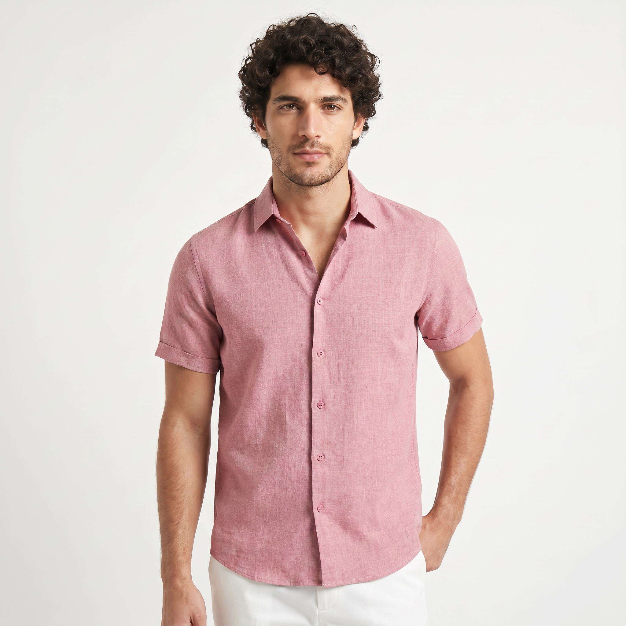 Men's Cotton Linen Short Sleeve Shirt