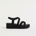 Women's Black Platform Ankle-Strap Sandals