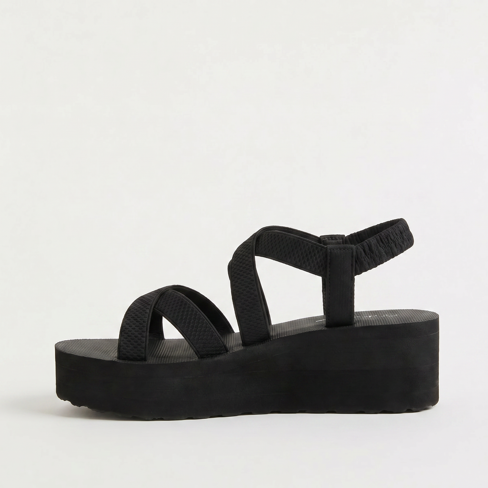 Women's Black Platform Ankle-Strap Sandals