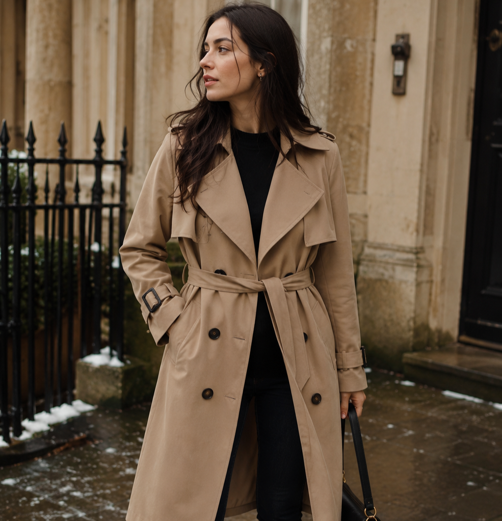 Women's Single Brested Belted Trench Coat