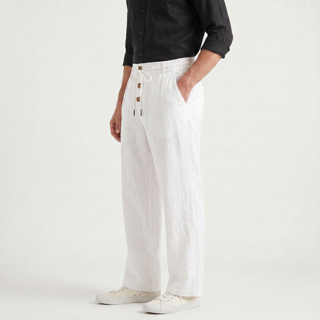 Men's Linen Drawstring Wide Leg Pants