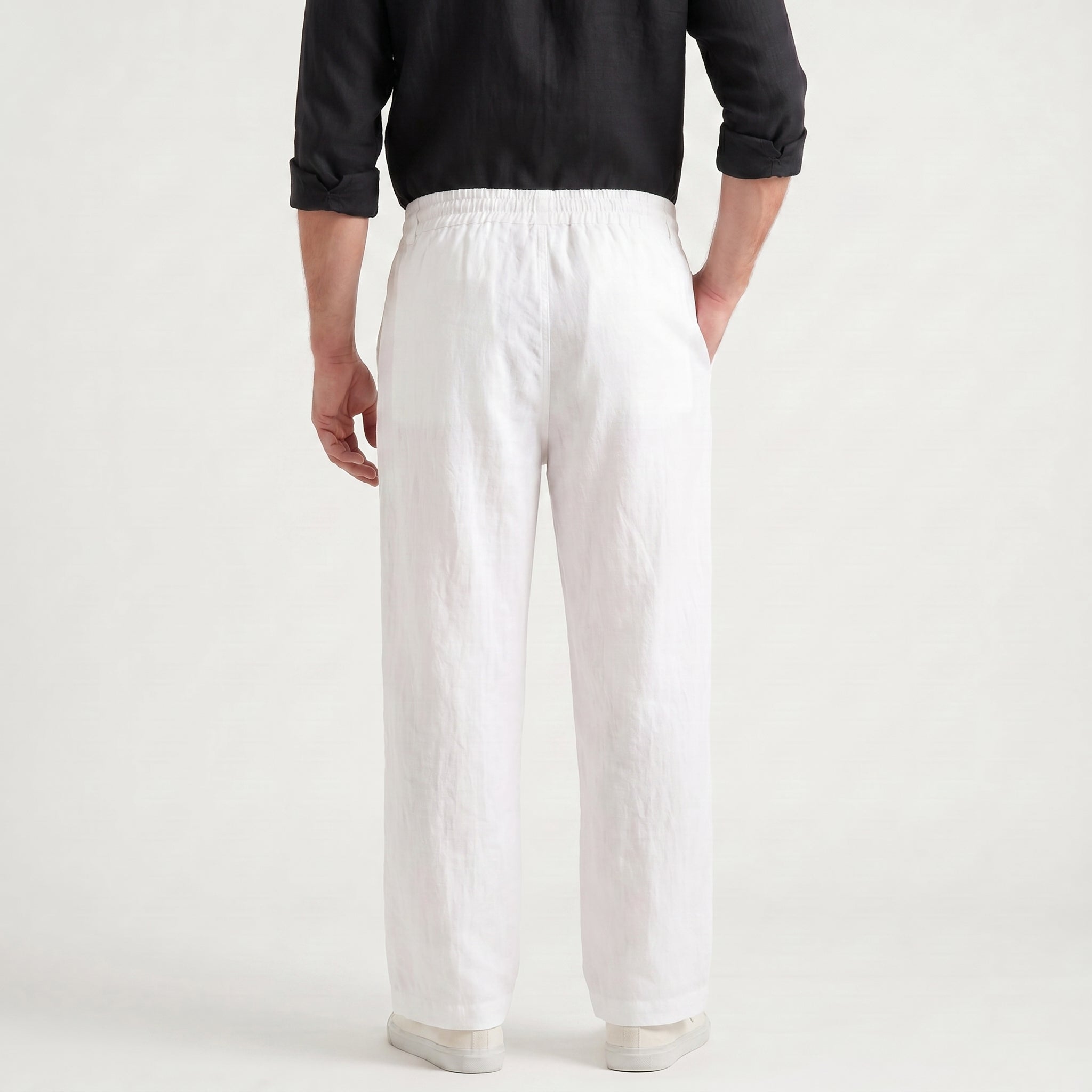 Men's Linen Drawstring Wide Leg Pants