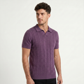 Men's Open Collar Textured Knit Polo