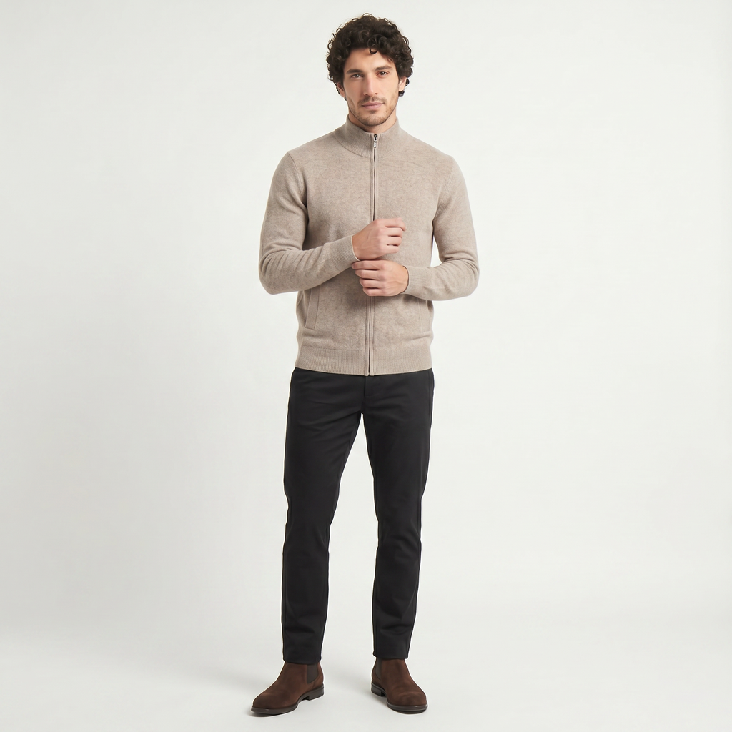 Men's Zip-Up Wool Cardigan