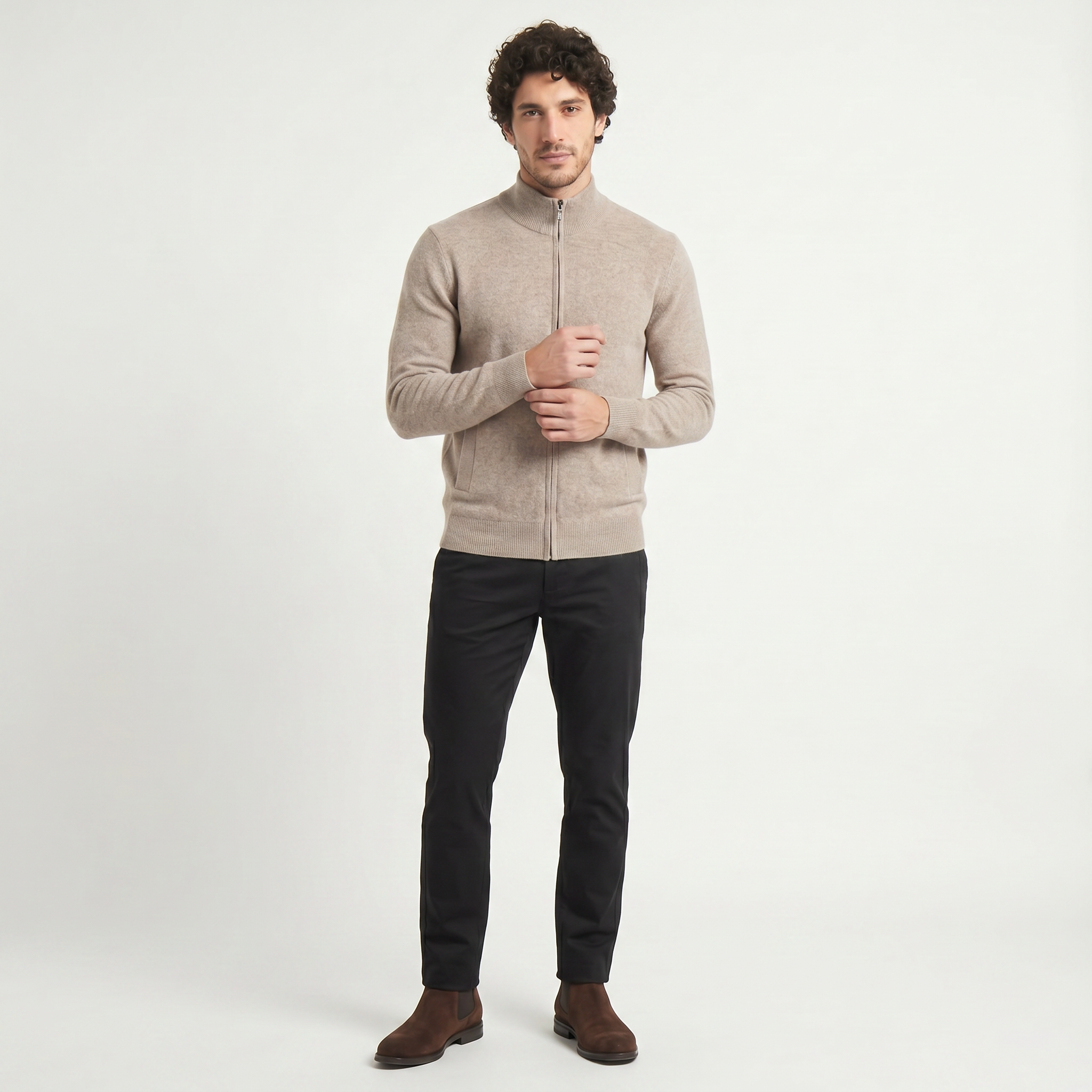 Men's Zip-Up Wool Cardigan