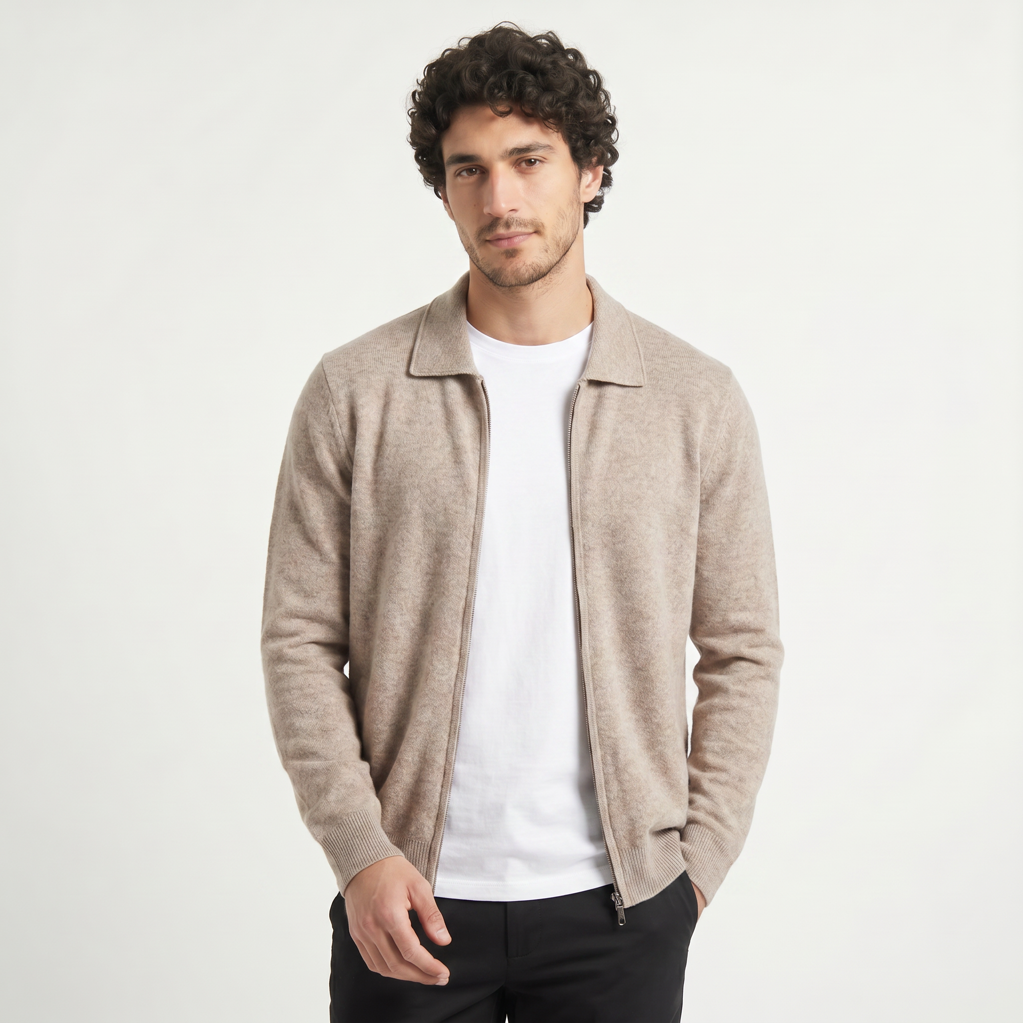 Men's Zip-Up Wool Cardigan