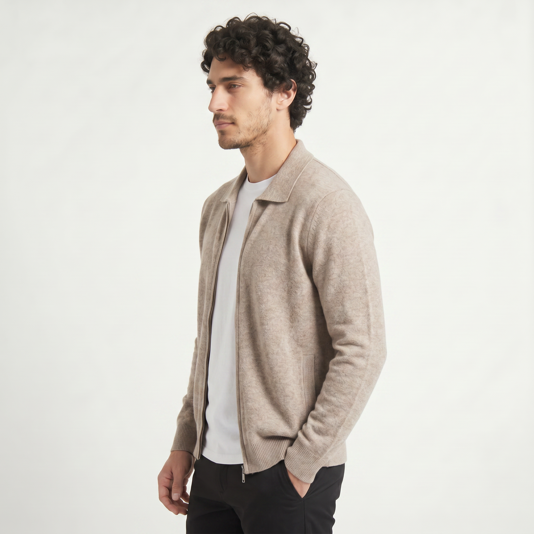 Men's Zip-Up Wool Cardigan