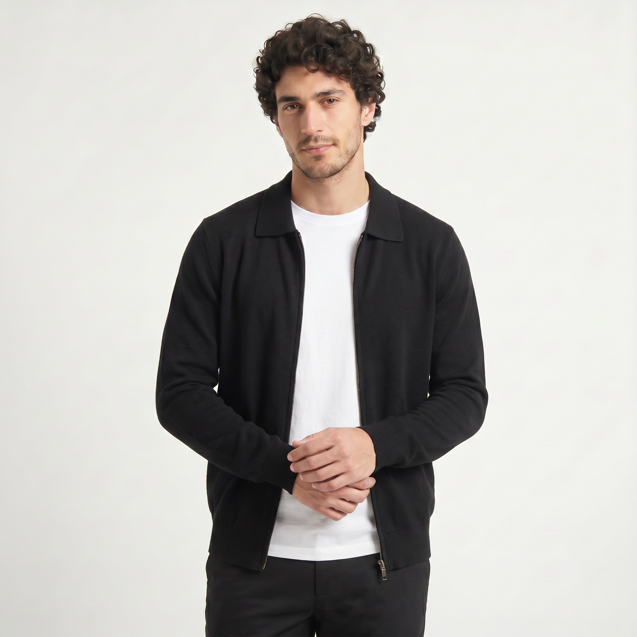 Men's Zip-Up Wool Cardigan
