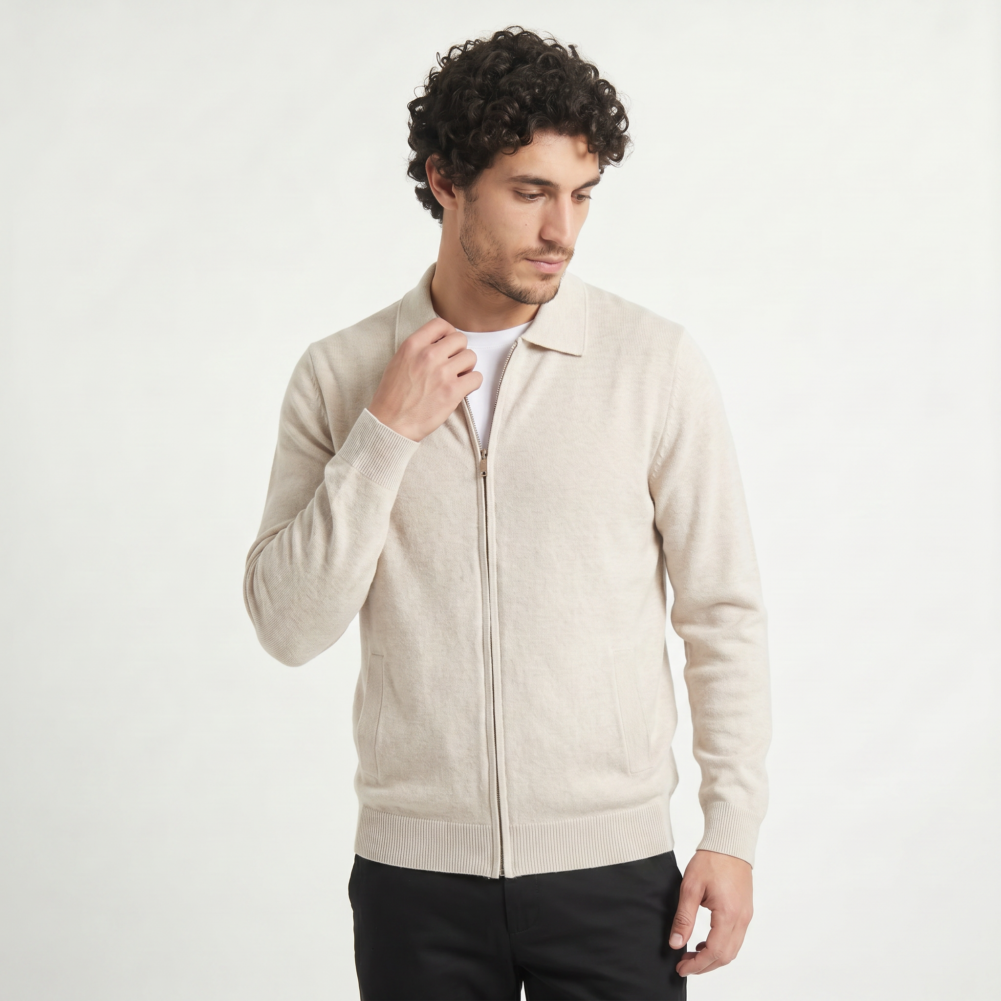 Men's Zip-Up Wool Cardigan