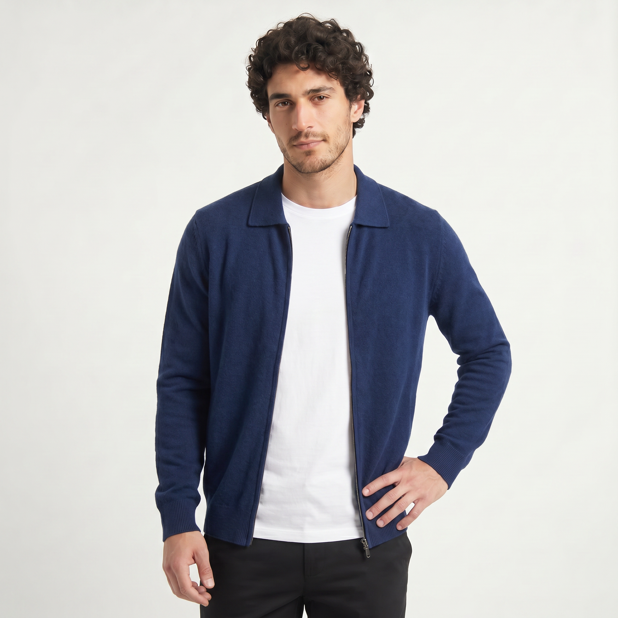 Men's Zip-Up Wool Cardigan