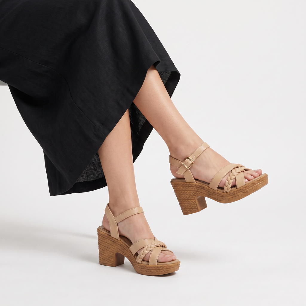 Women's Braided Chunky Platform Gladiator Heel Sandals