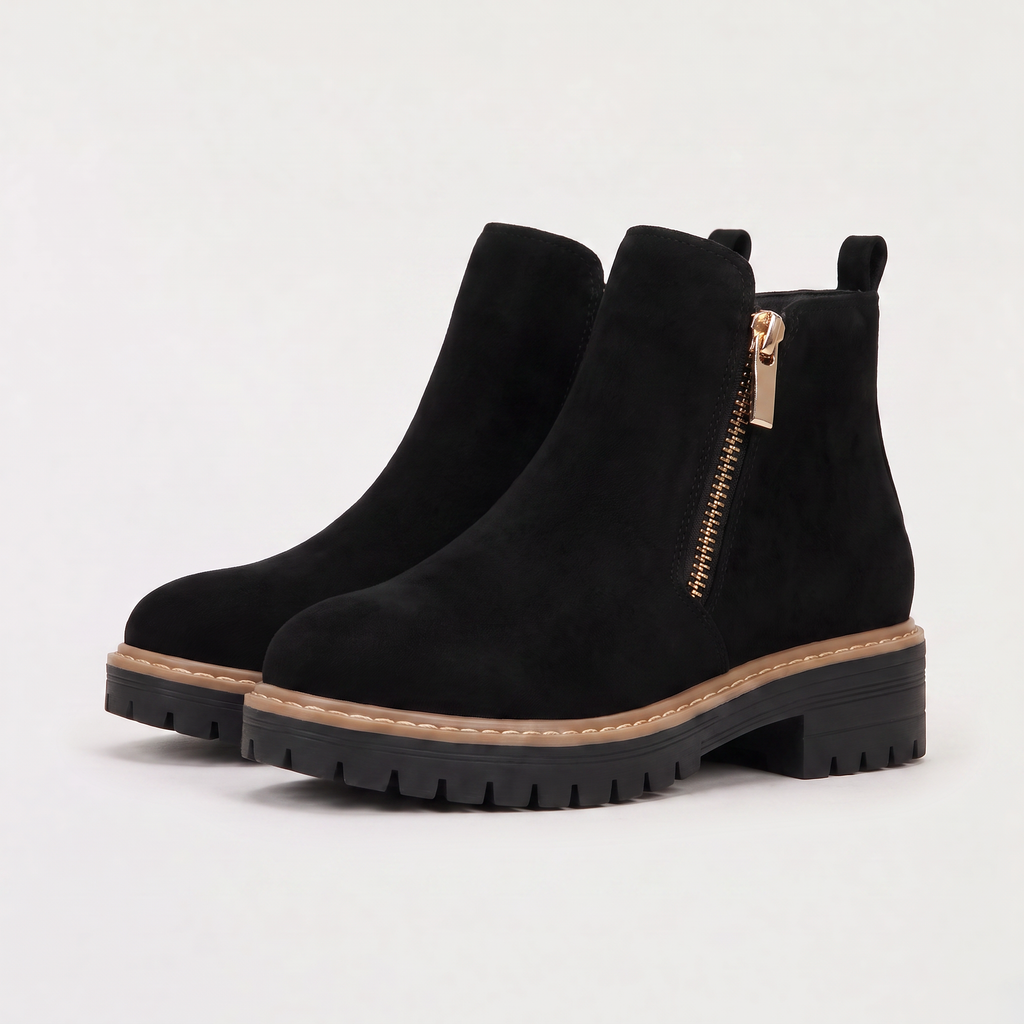 Women's Suede-Look Zip Ankle Boots