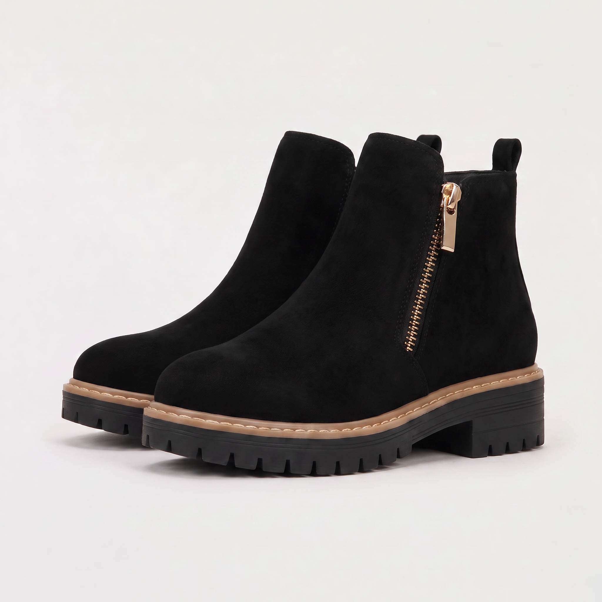 Women's Suede-Look Zip Ankle Boots
