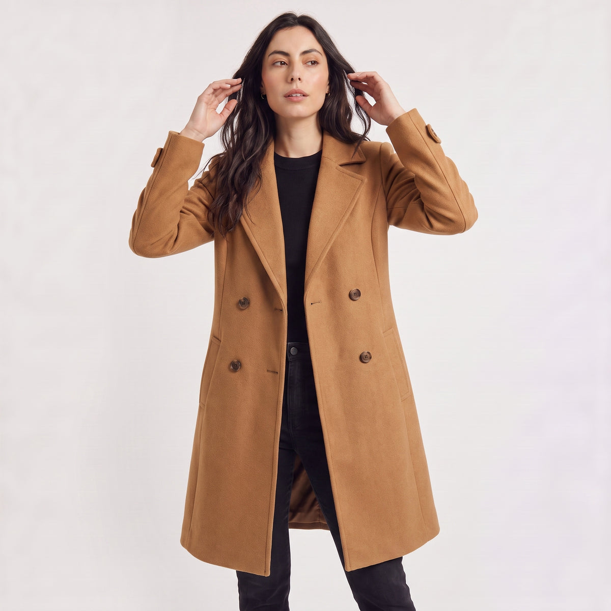 Women's Double-Breasted Wool Blend Coat
