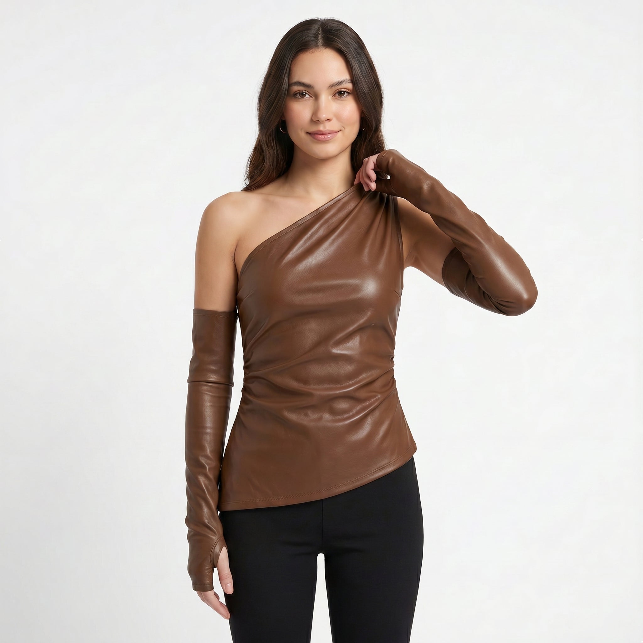 Women’s Asymmetric One-Shoulder Ruched Top