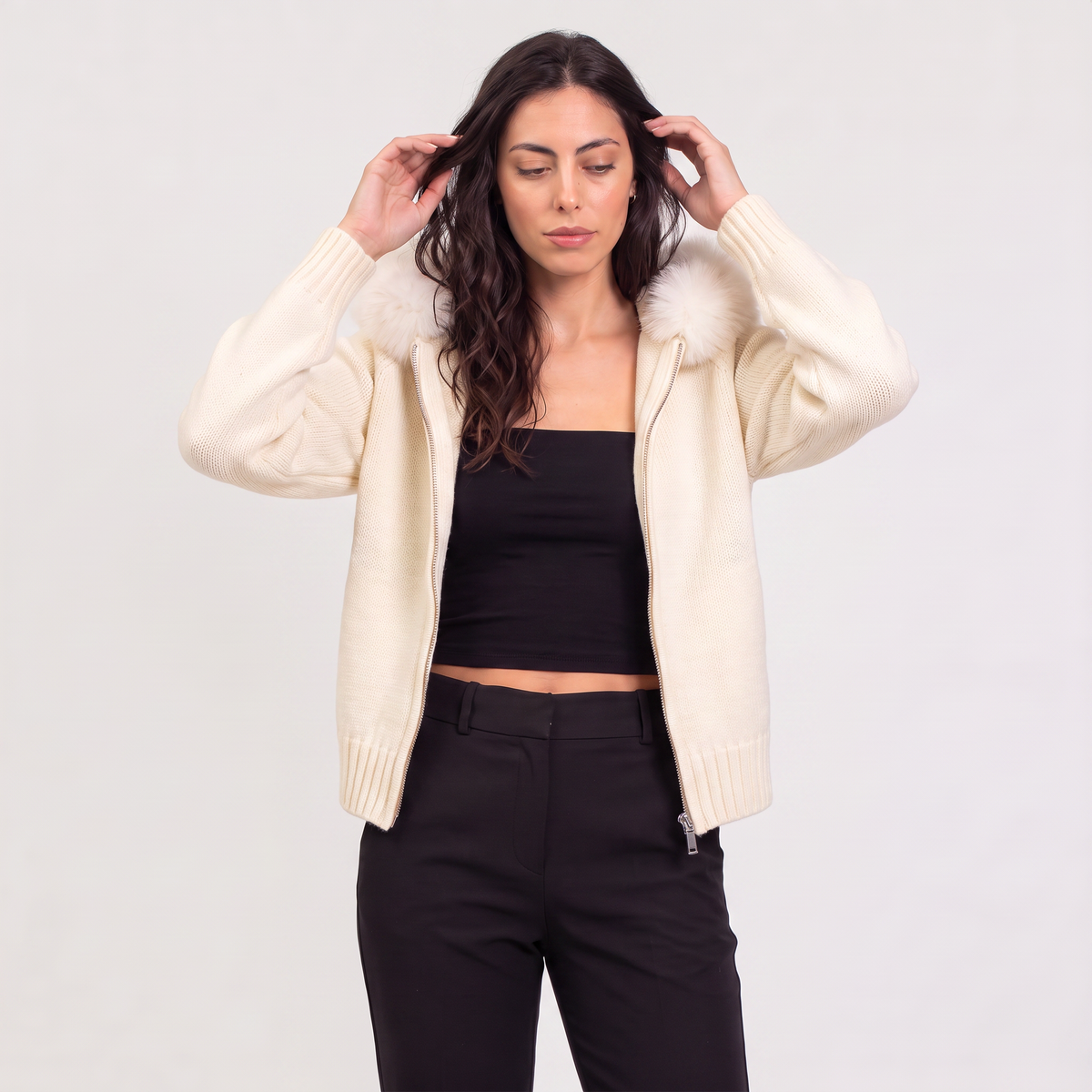 Women's Fur Collar Cardigan Jacket