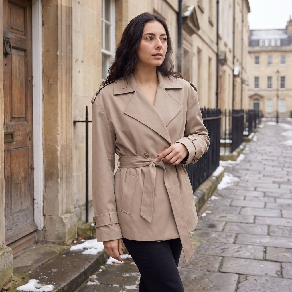 Women's Oversized Wool Blend Short Trench Coat