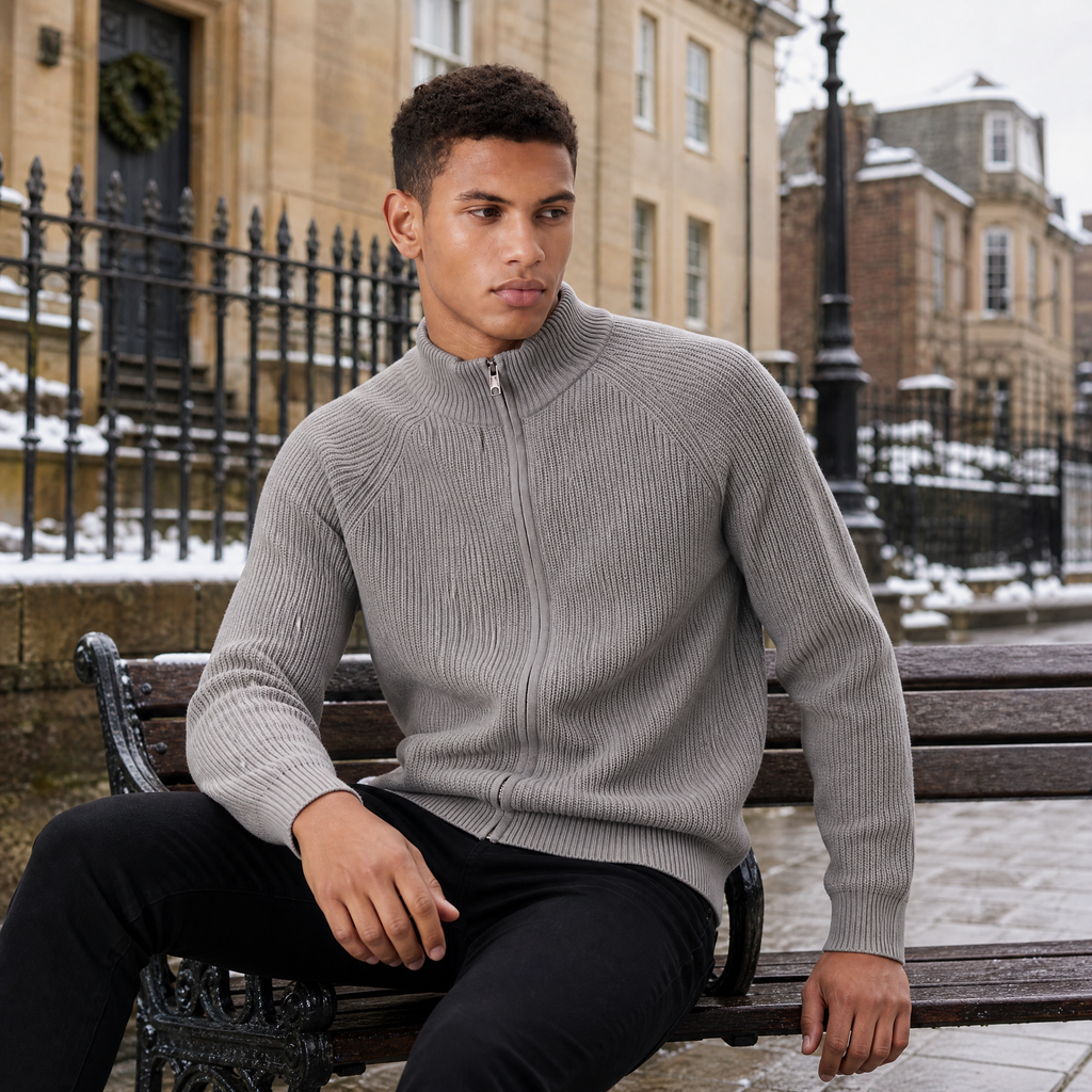 Men's Full-Zip Ribbed Cardigan