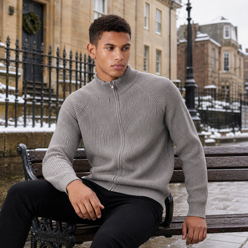 Men's Full-Zip Ribbed Cardigan