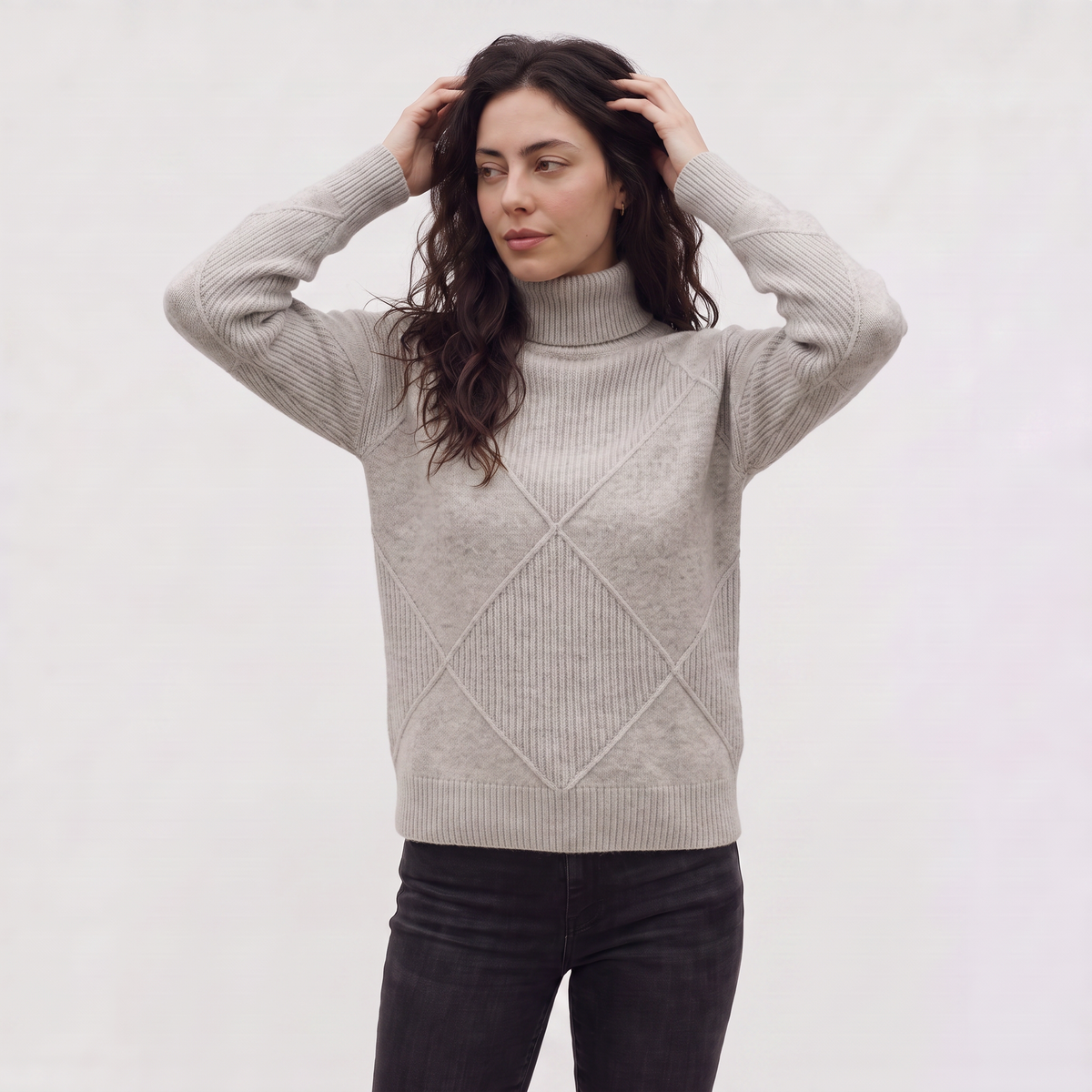 Women's Cable Knit Turtleneck Jumper