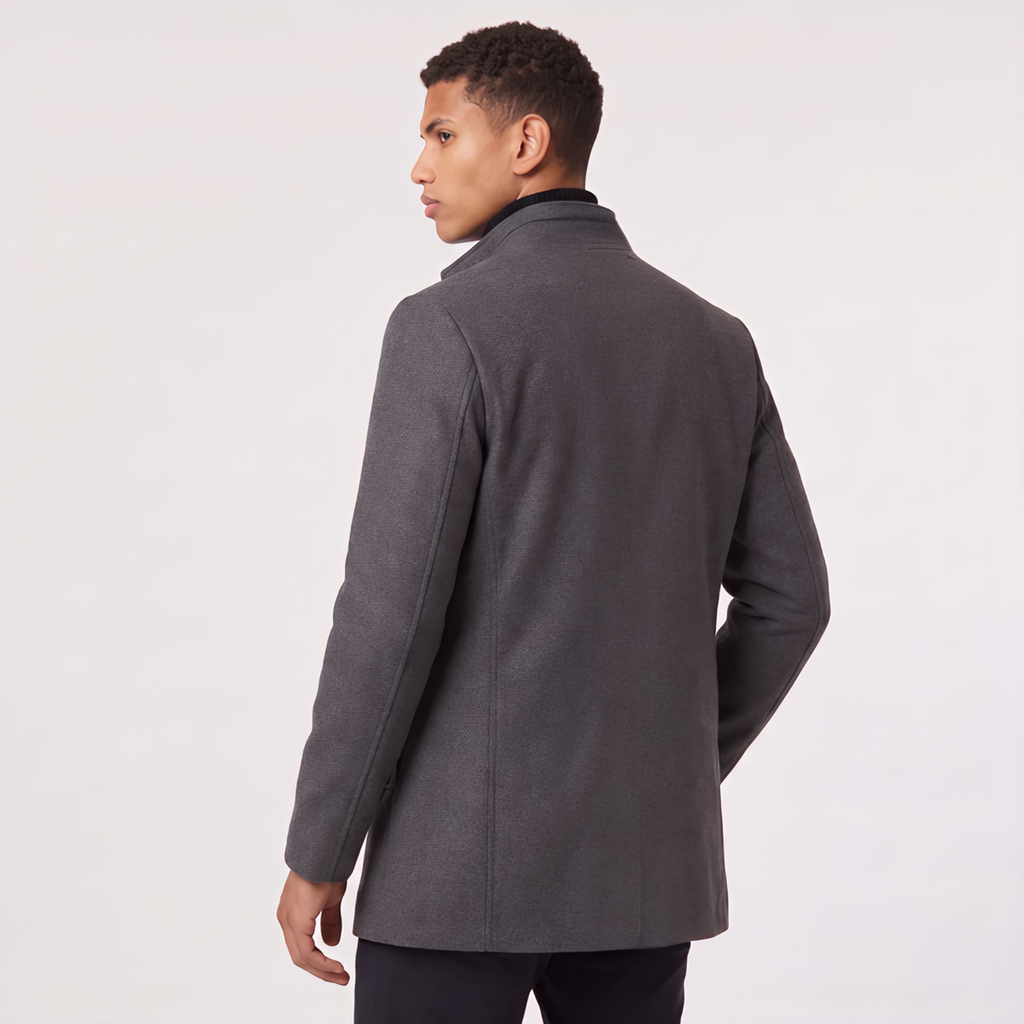 Men's Wool-Blend Stand Collar Coat