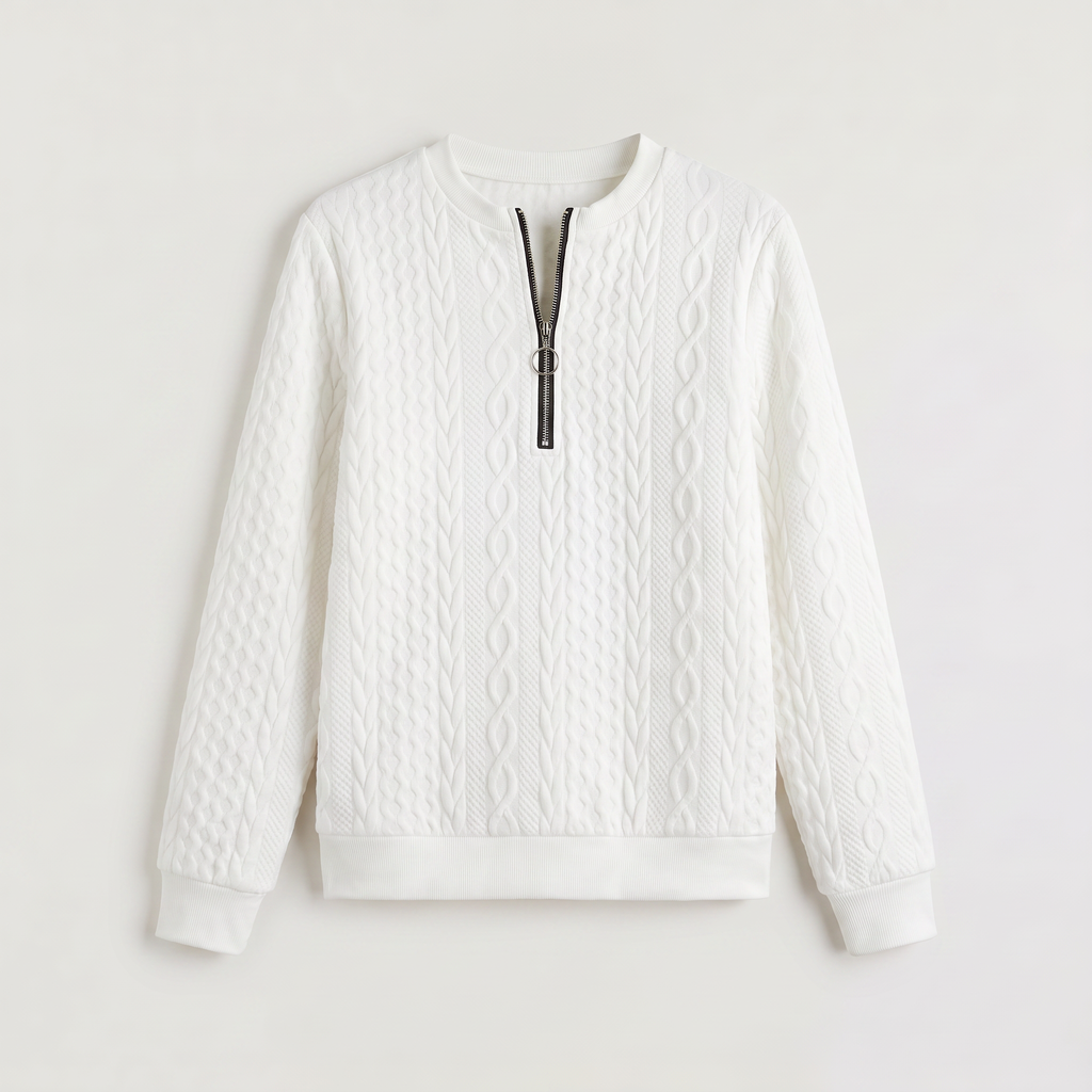Women's Casual Cable Knit Zip-Neck Jumper