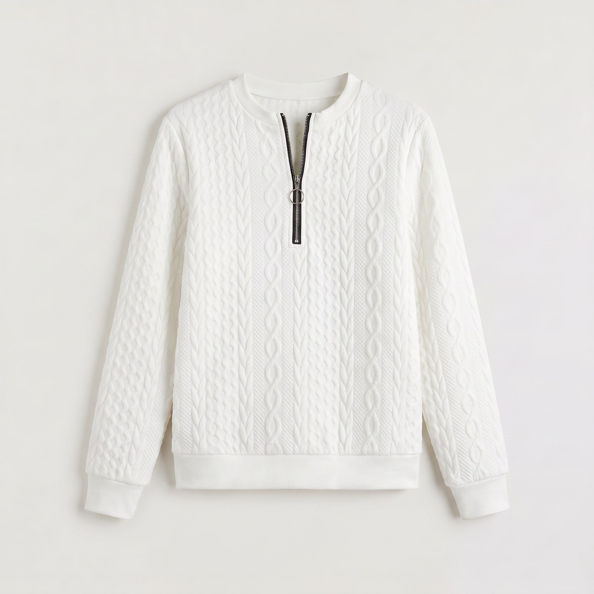 Women's Casual Cable Knit Zip-Neck Jumper