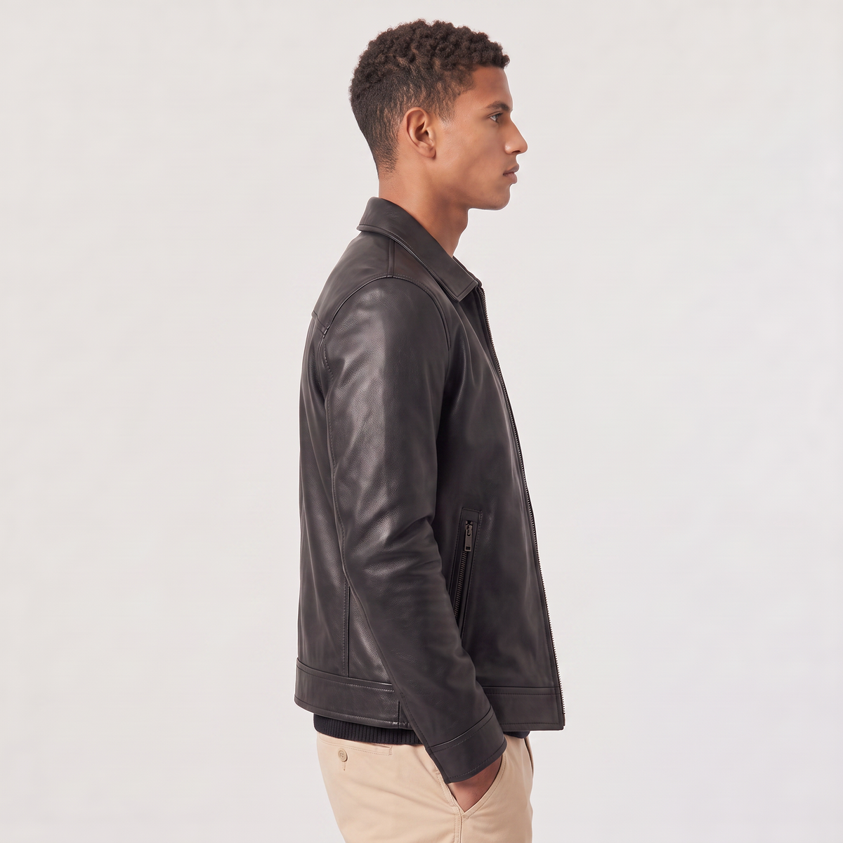 Men's Classic Leather-Look Zip Jacket – Regular Fit