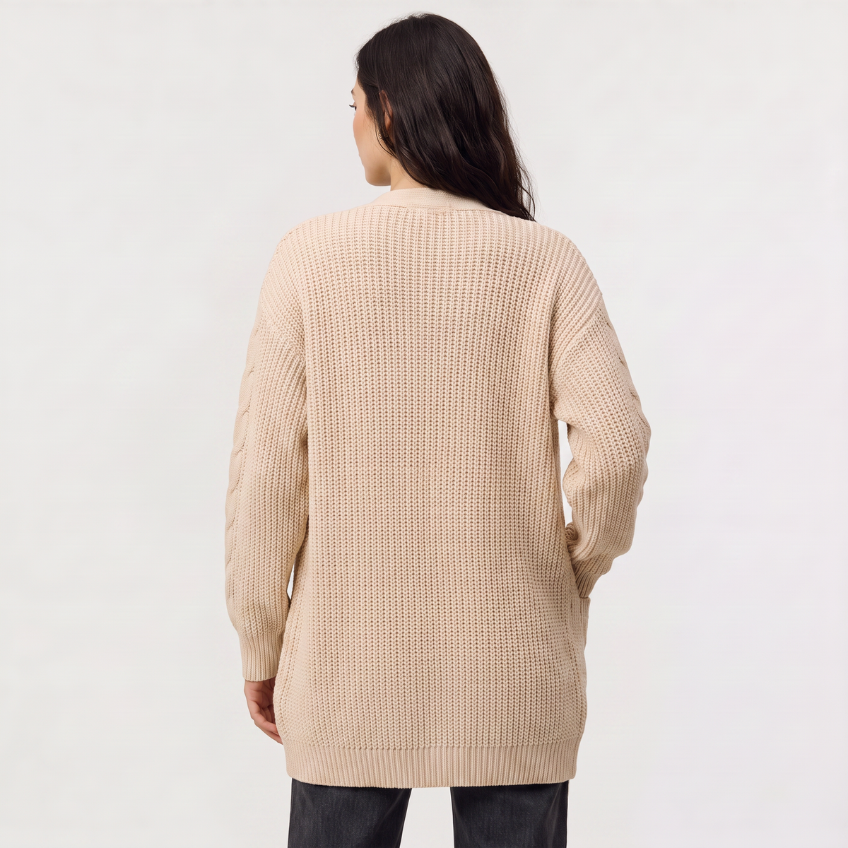 Women's Open Front Oversized Cable Knit Cardigan