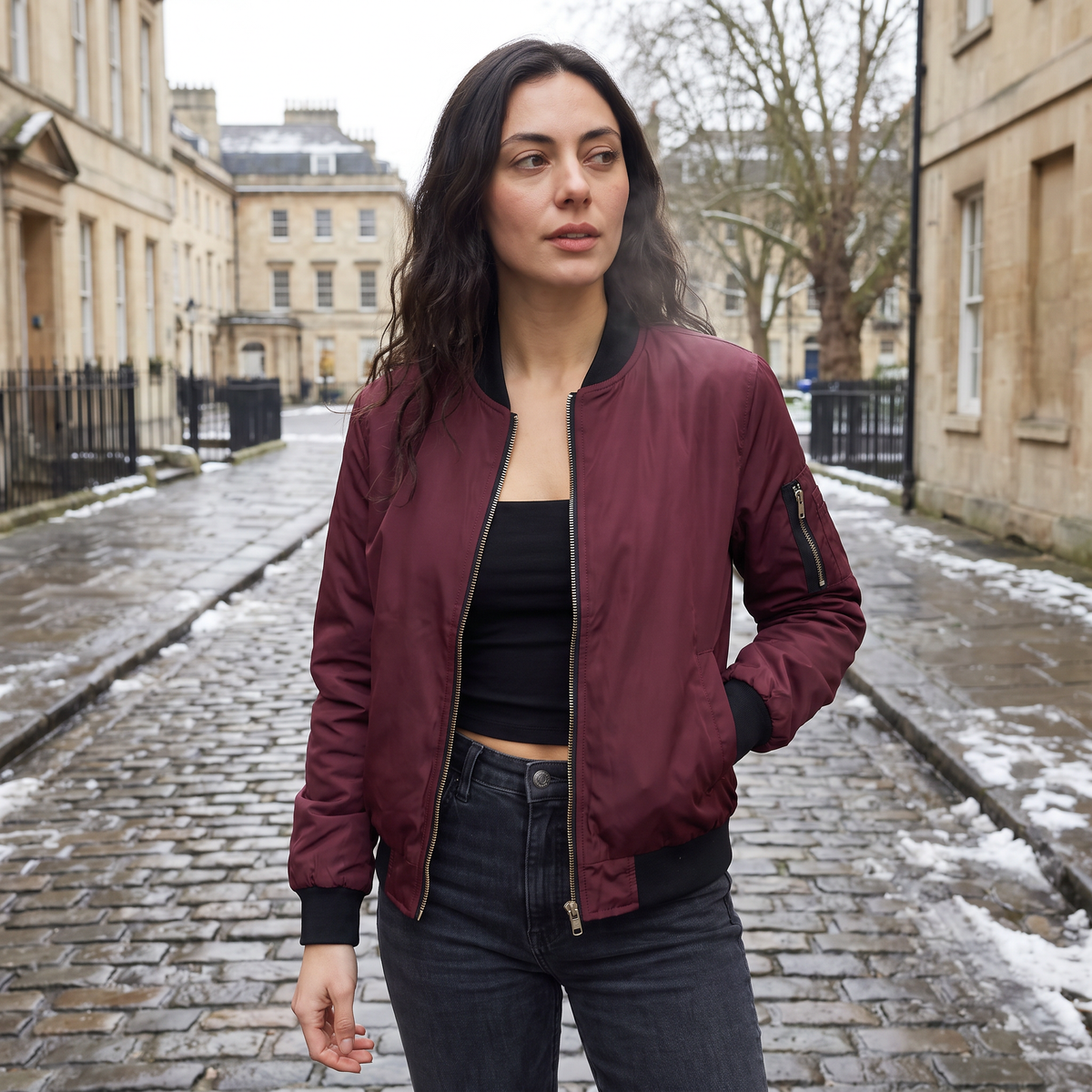 Women's Contrast Trim Bomber Jacket