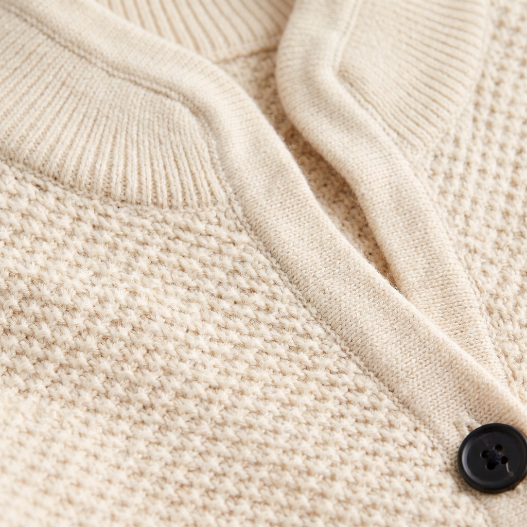 Women's Textured Knit Stand Collar Cardigan