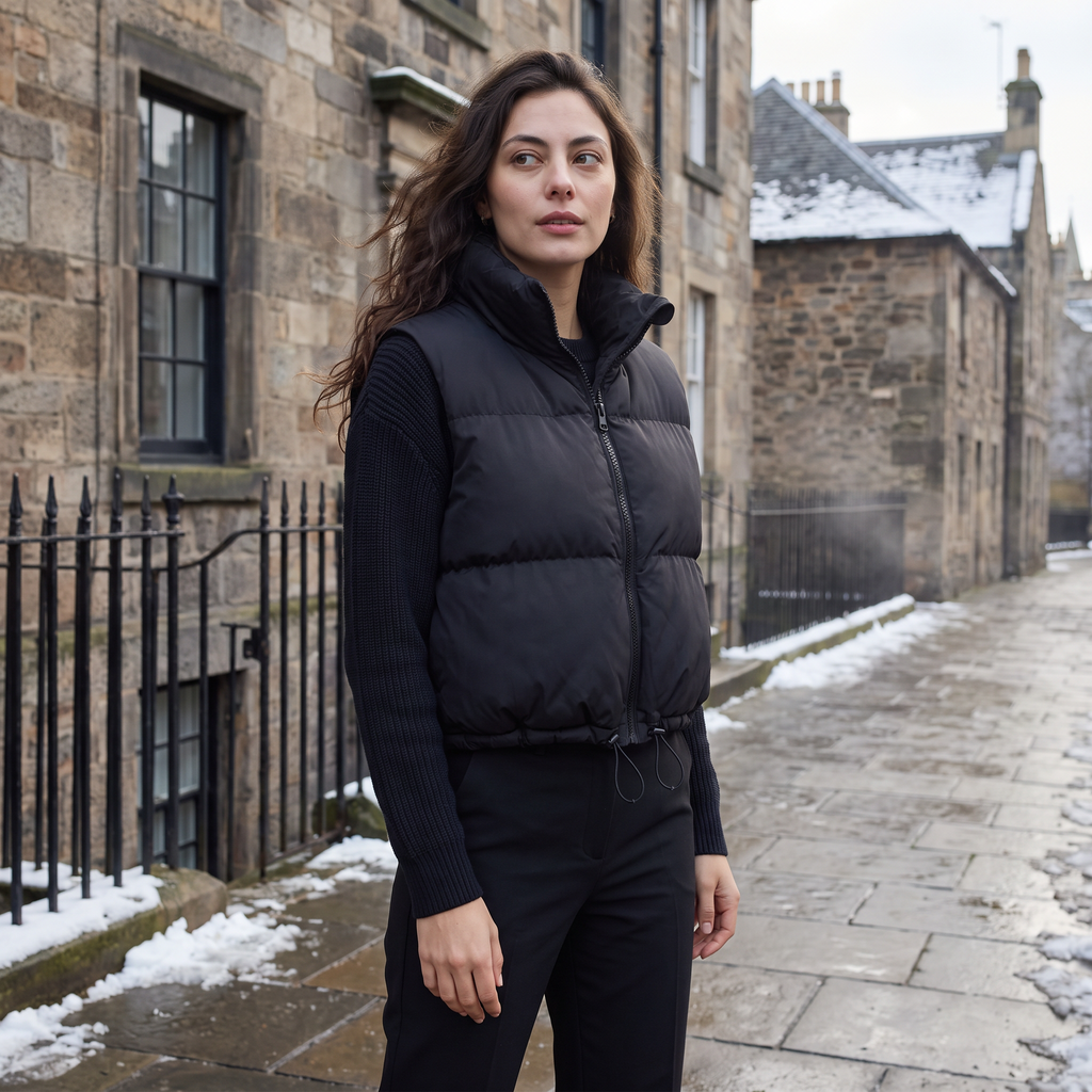 Women's Cropped Quilted Puffer Gilet