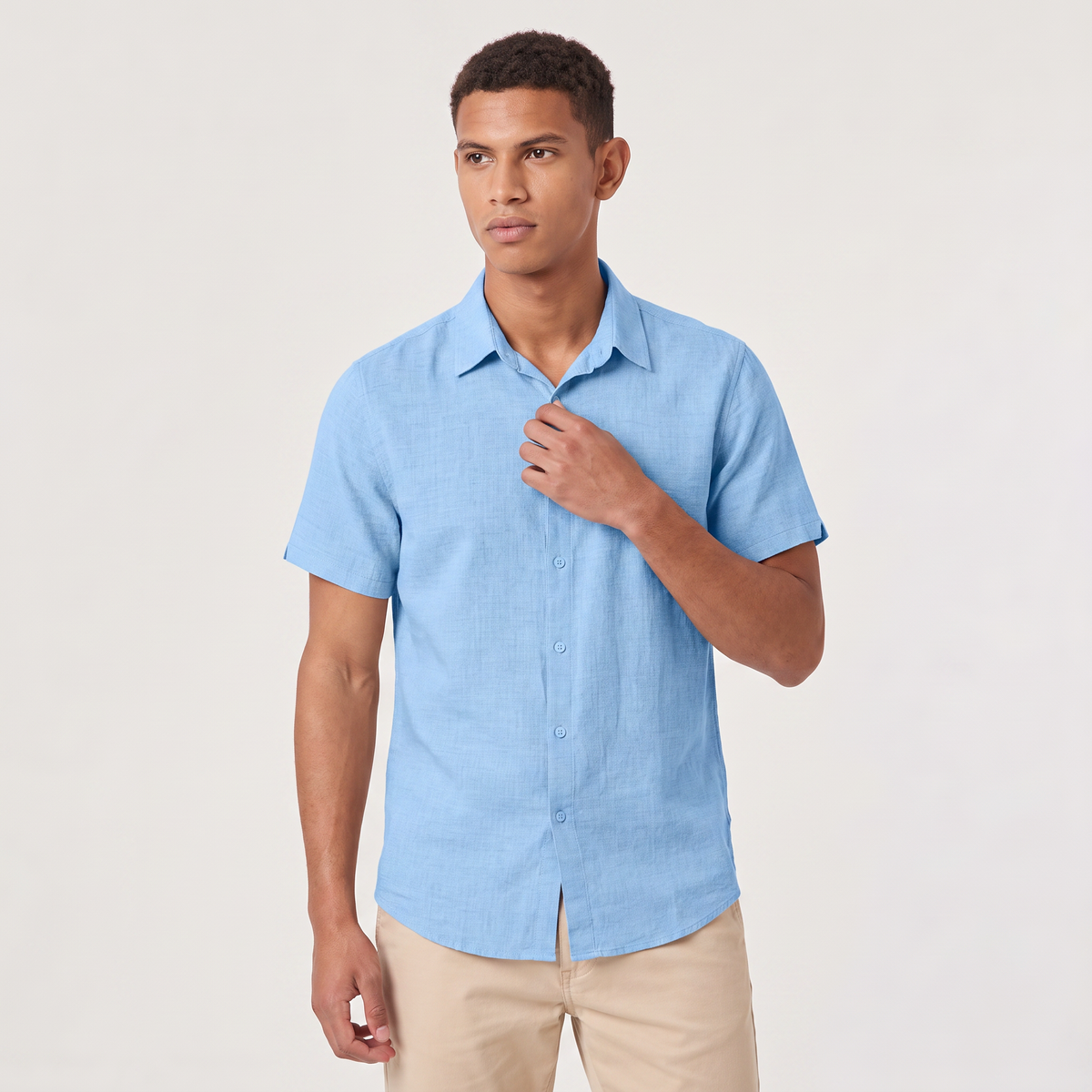 Men's Cotton Linen Short Sleeve Shirt