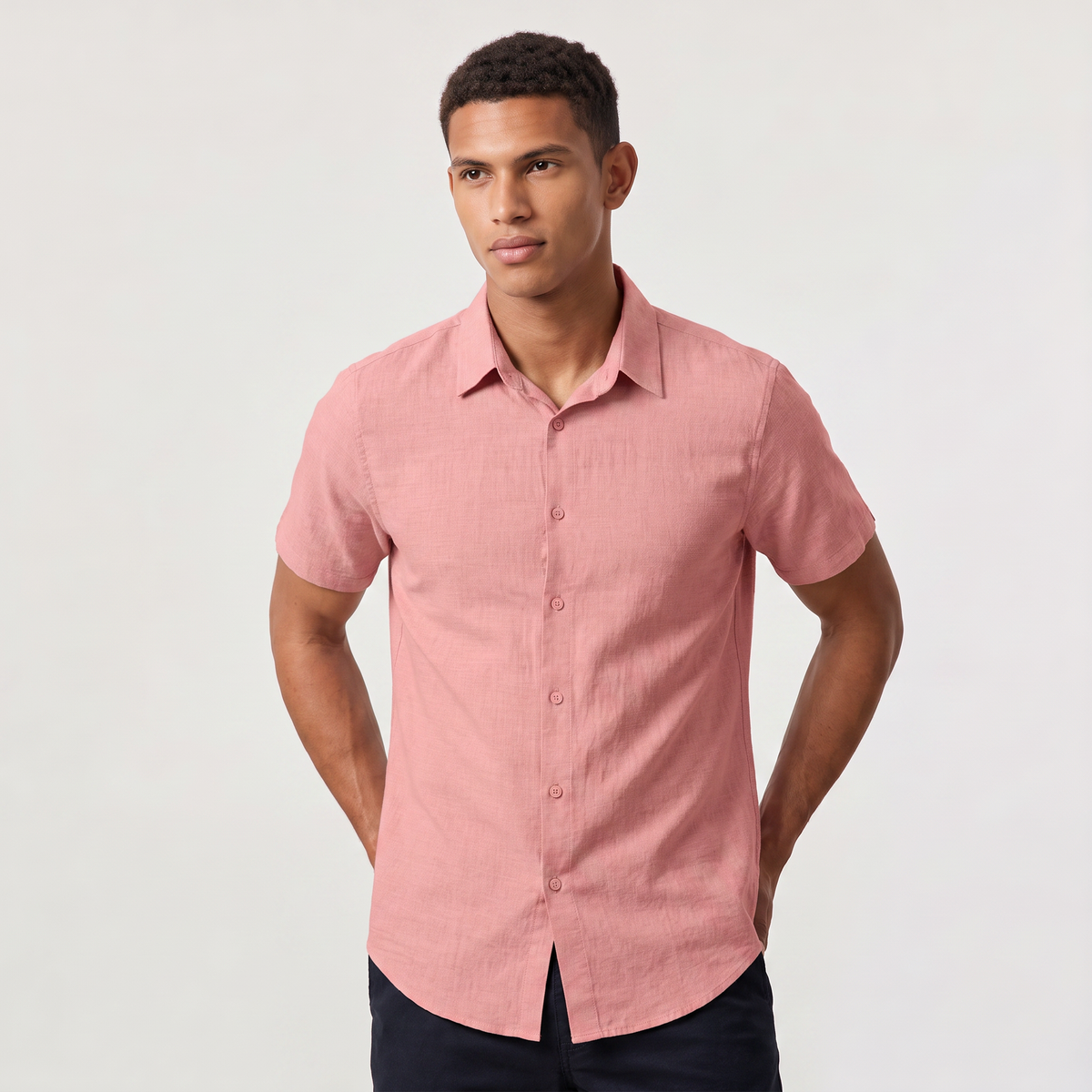 Men's Cotton Linen Short Sleeve Shirt