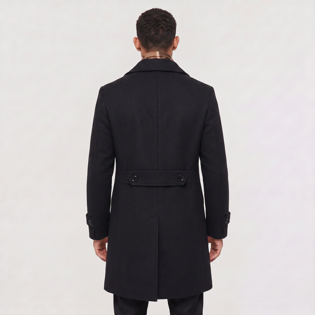 Men's Double-Breasted Slim Fit Long Coat
