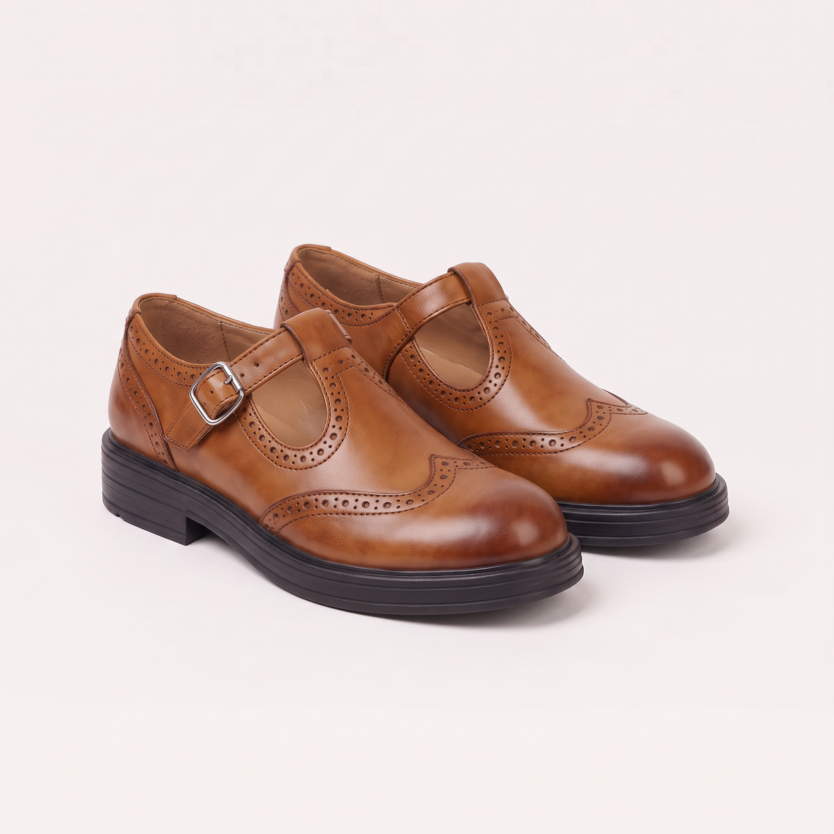 Women's T-Bar Brogue Mary Jane Shoes