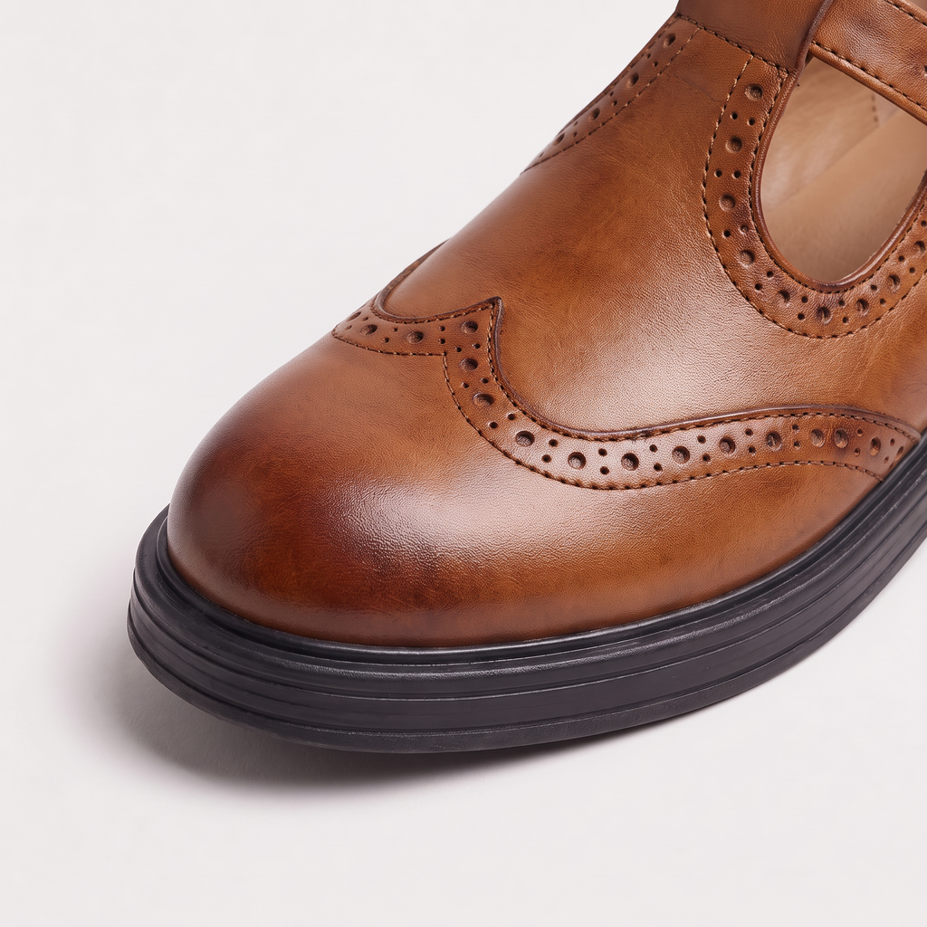 Women's T-Bar Brogue Mary Jane Shoes