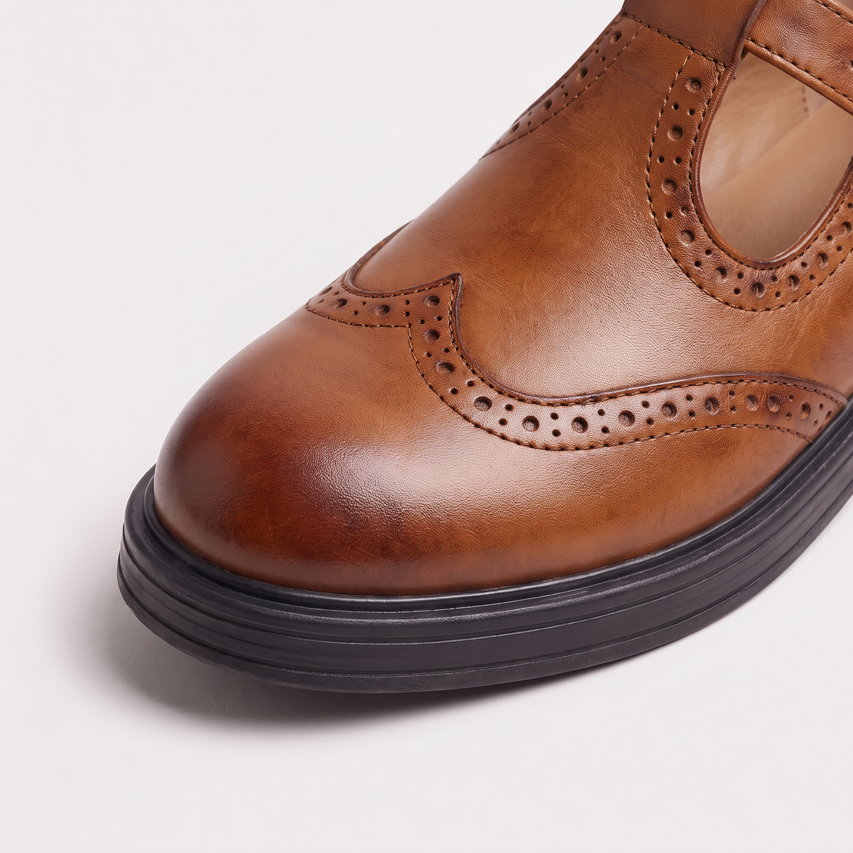 Women's T-Bar Brogue Mary Jane Shoes