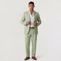 Men's Linen Single-Breasted Two-Piece Suit