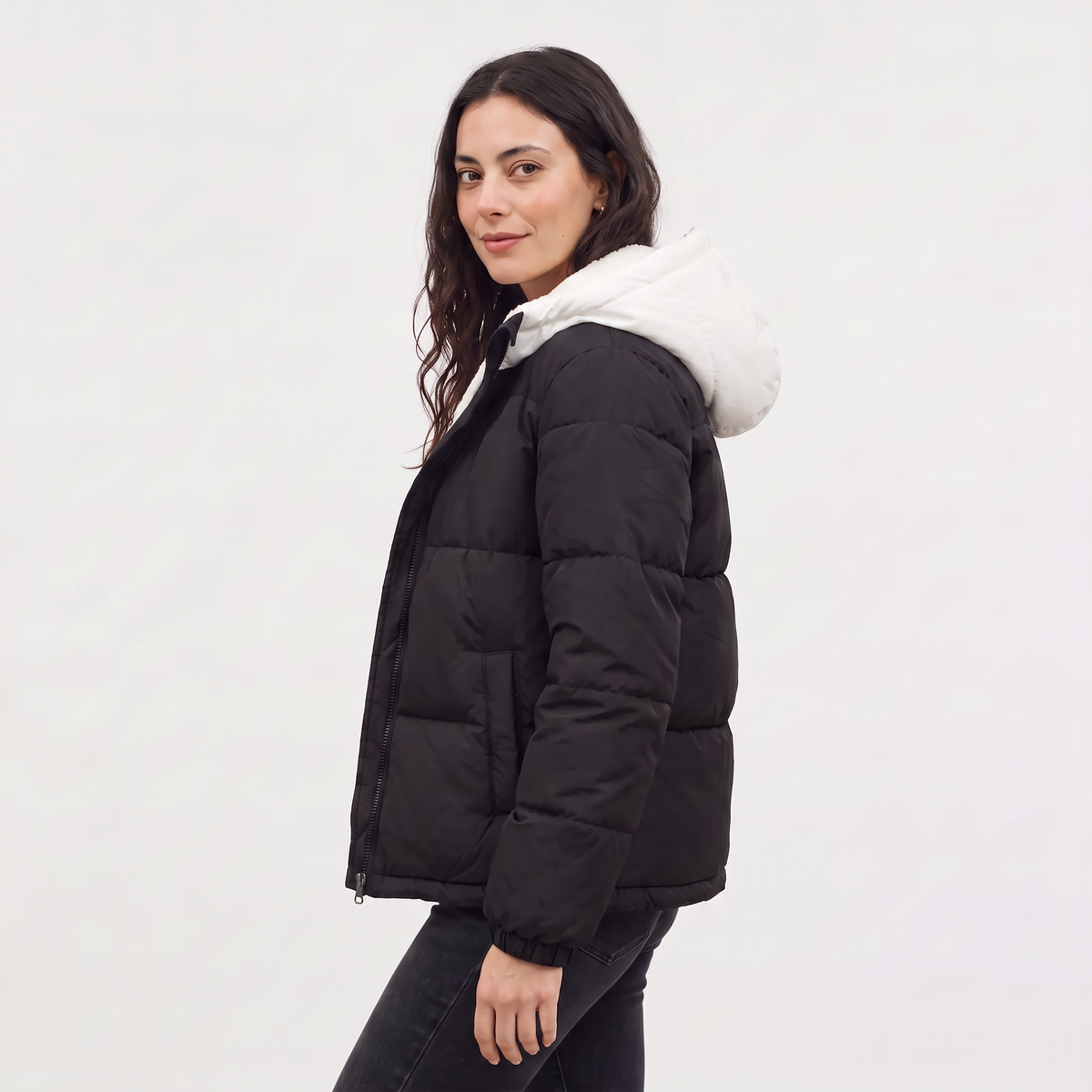 Women's Sherpa-Lined Hooded Puffer Jacket