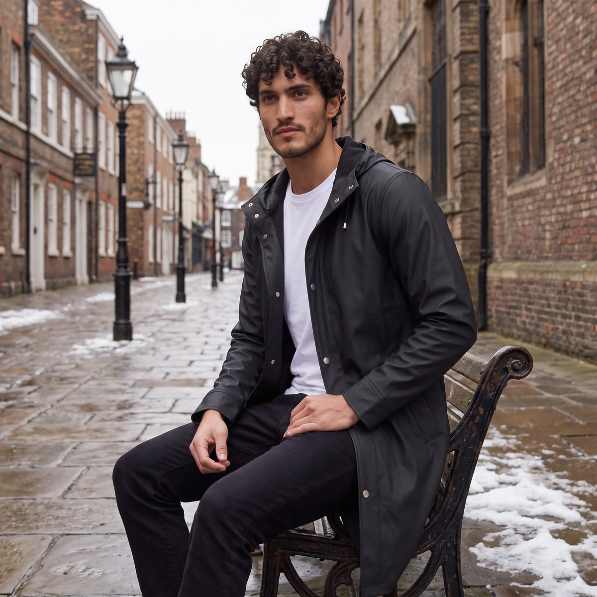 Men's Extra Long Hooded Raincoat