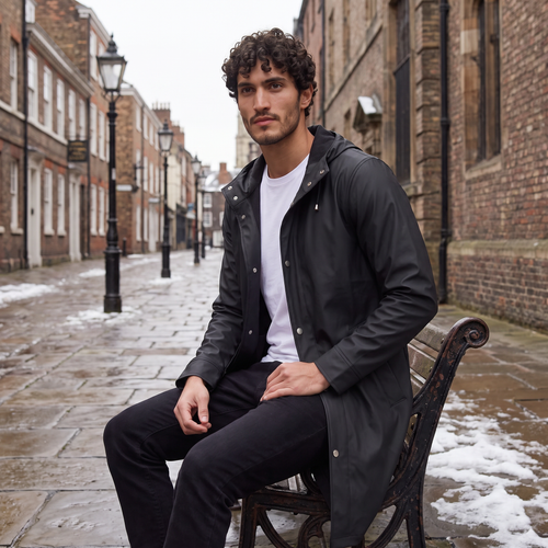 Men's Extra Long Hooded Raincoat