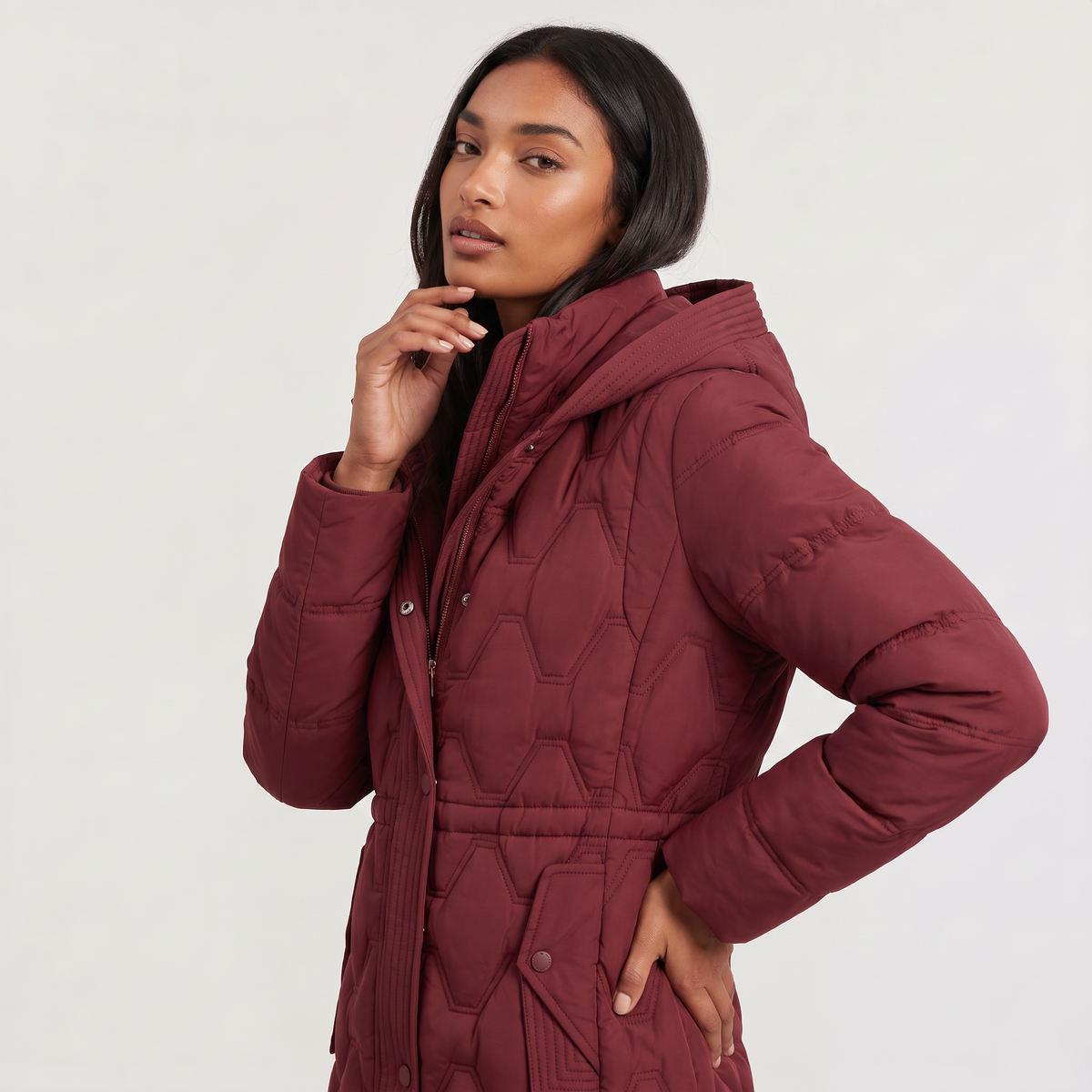 Women's Maxi Quilted Hooded Coat
