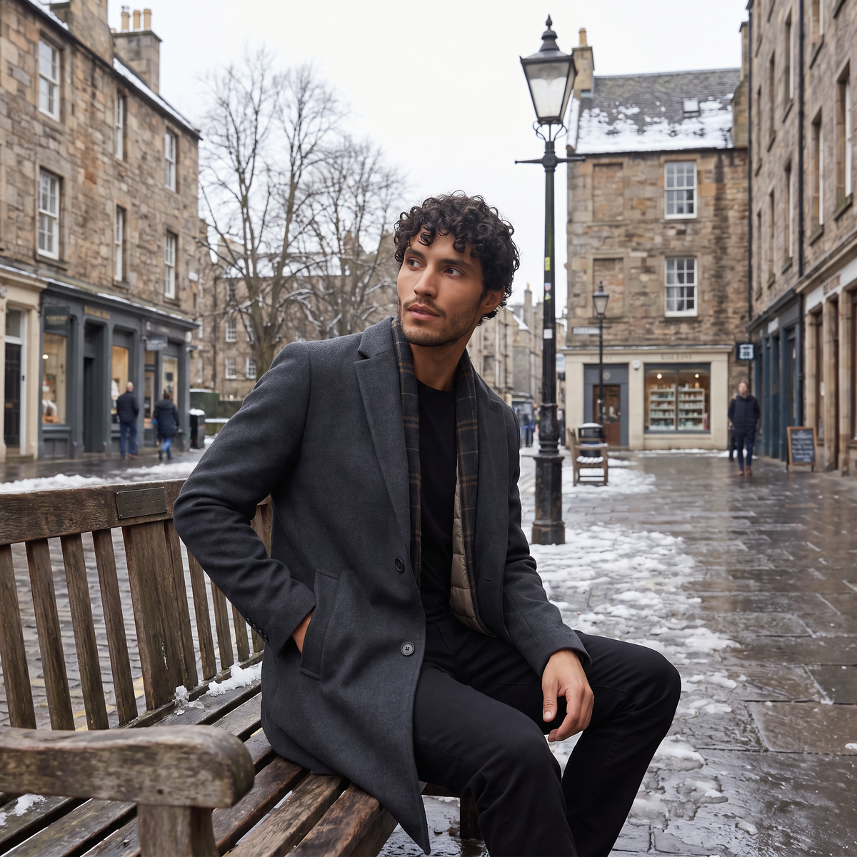 Men's Wool-Blend Single-Breasted Coat