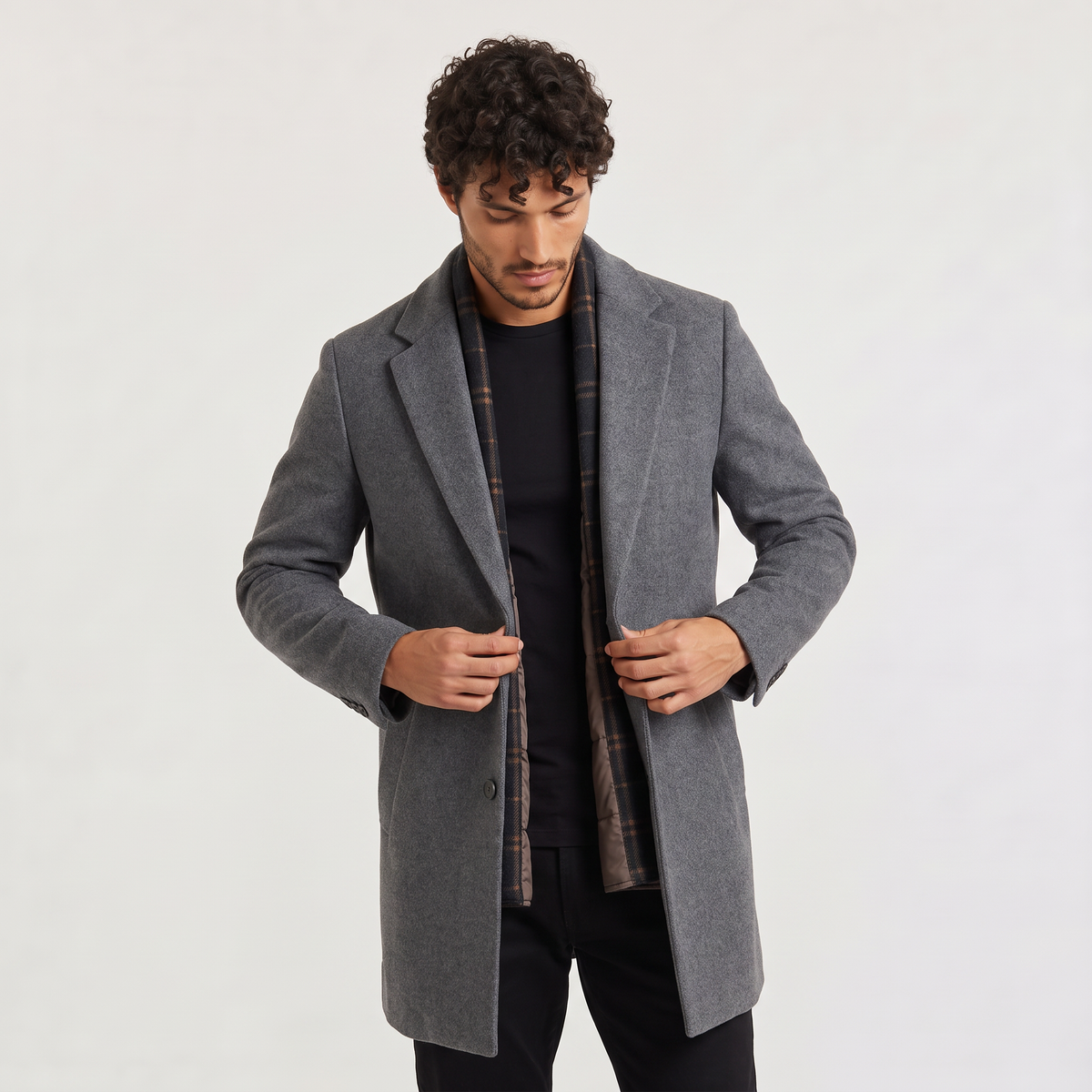 Men's Wool-Blend Single-Breasted Coat