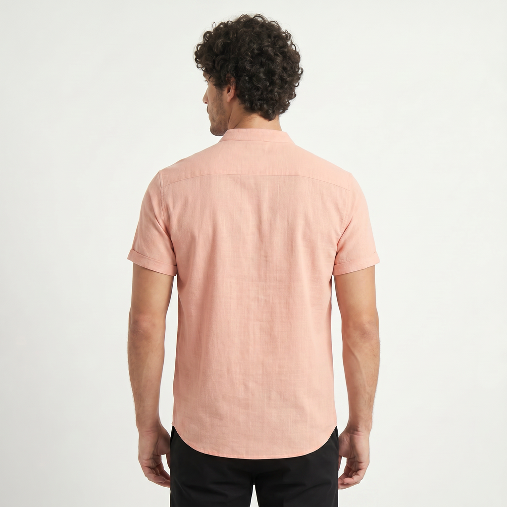 Men's Cotton Linen Henley Shirt